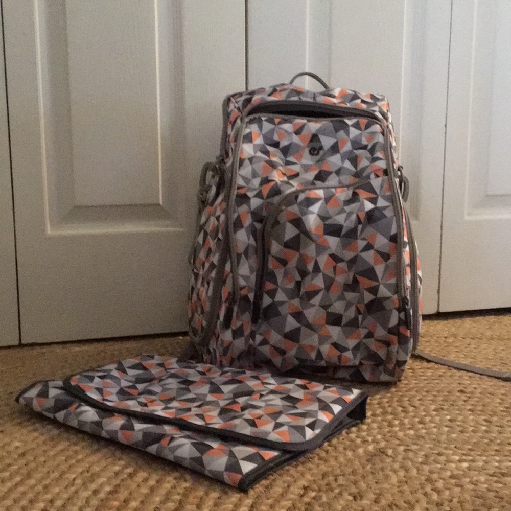 Diaper bag backpack w/side coolers & changing pad